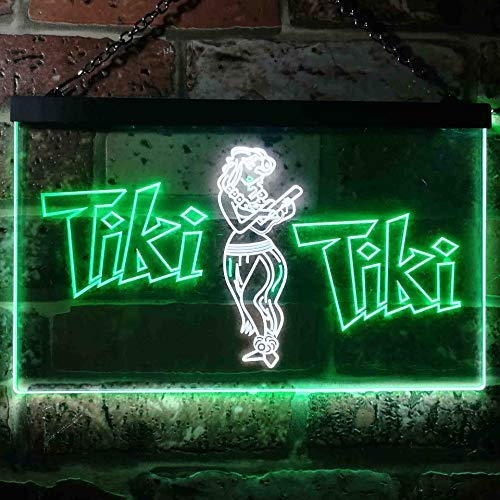 Hula Dancer Tiki Tiki Bar Dual LED Neon Light Sign